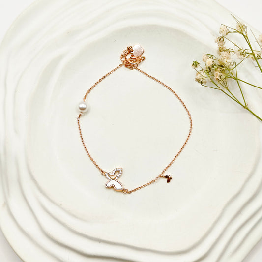 Butterfly Rosegold Plated Bracelet 925 Silver