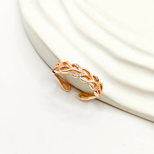 Leaf Rosegold Plated Ring 925 Silver