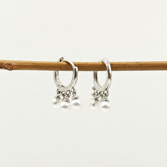 Mini Pearl Hoop Earrings 925 Silver