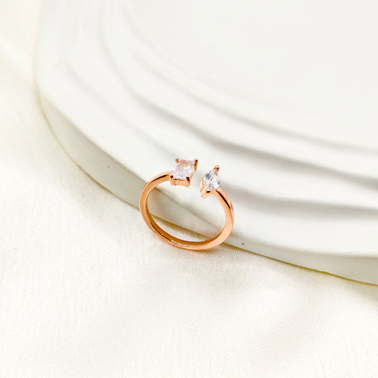 Toi Et Moi Ring Rosegold Plated 925 Silver