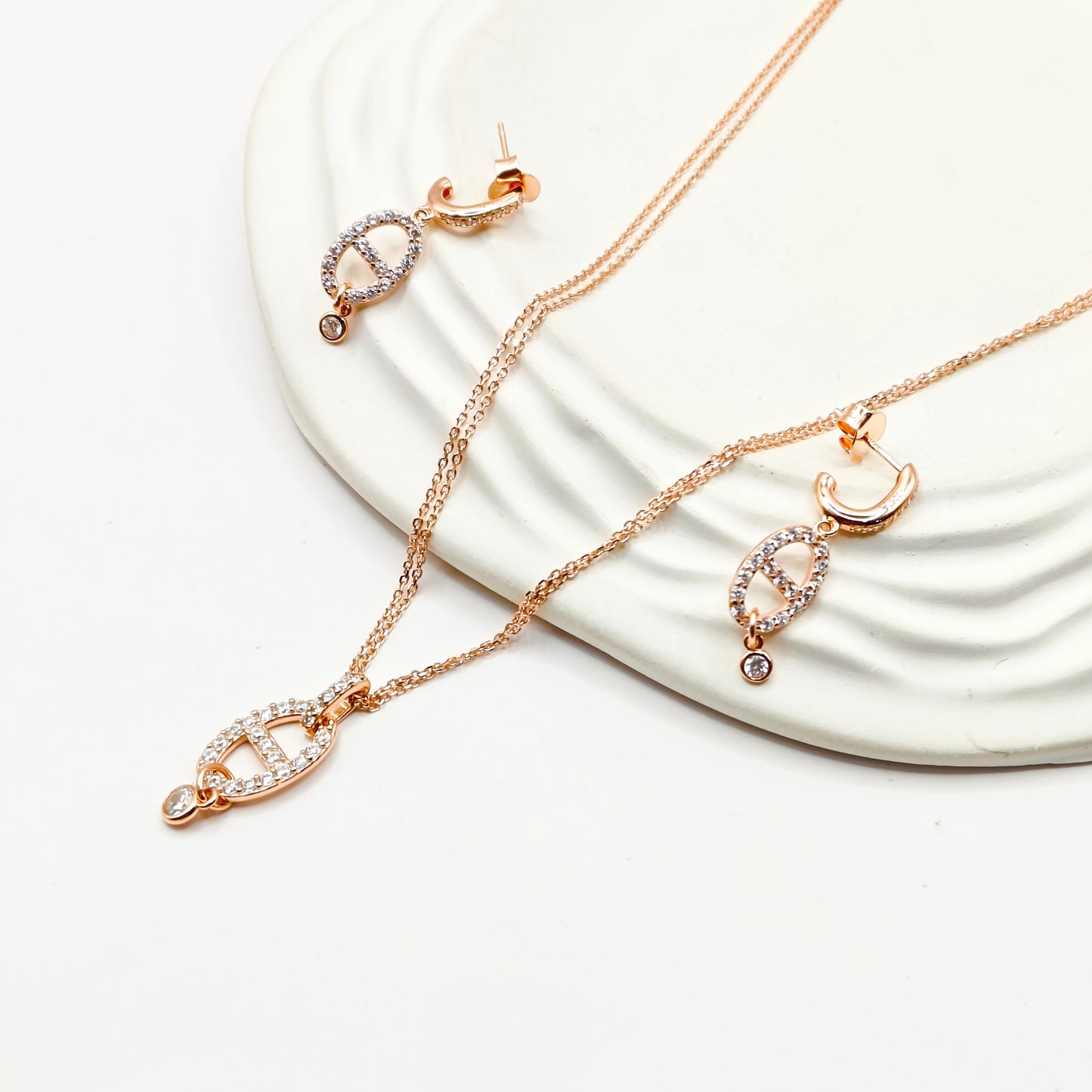 Ovie Rosegold Plated Jewellery Set 925 Silver