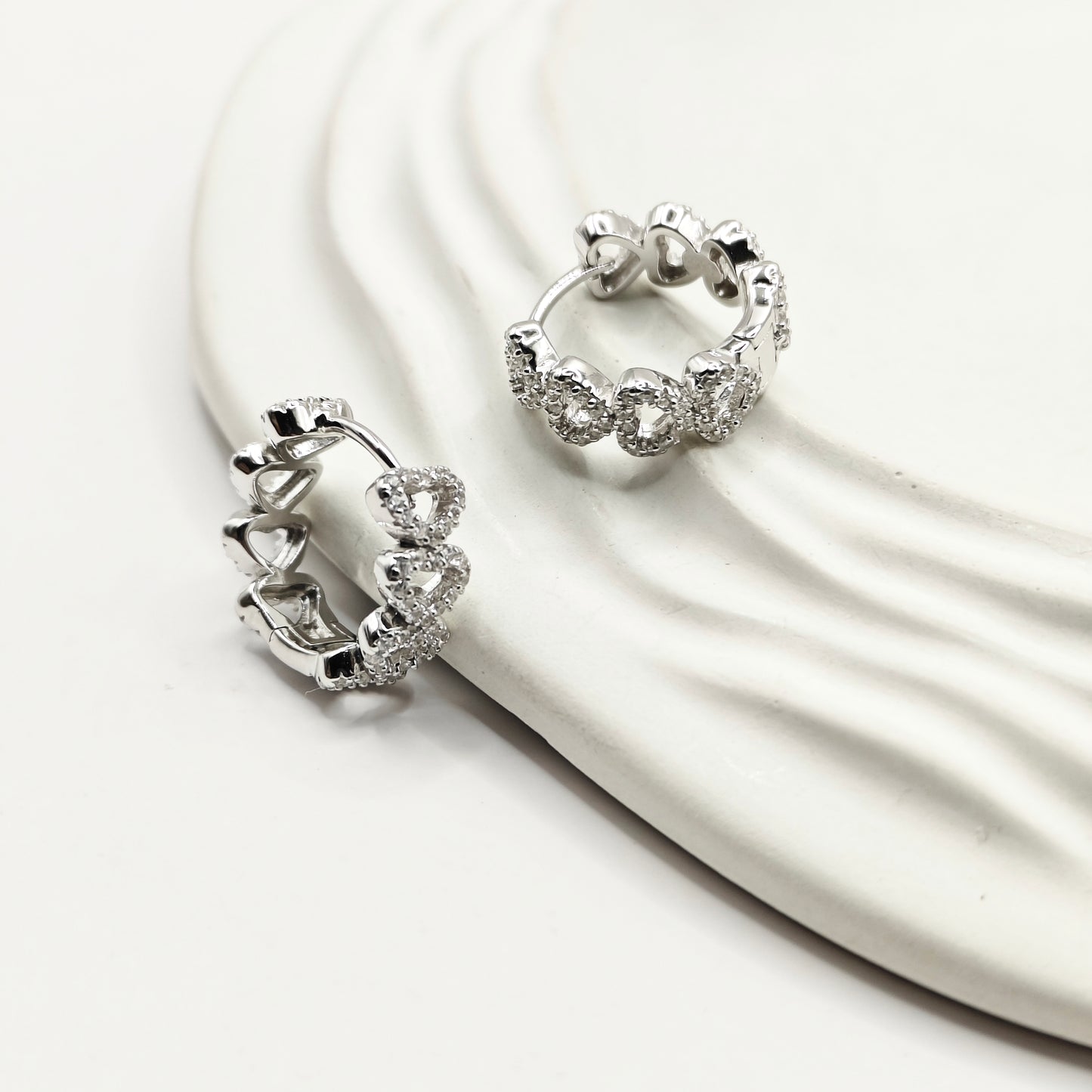 Heart Hoop Earrings 925 Silver