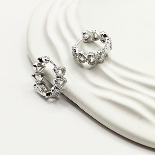 Heart Hoop Earrings 925 Silver