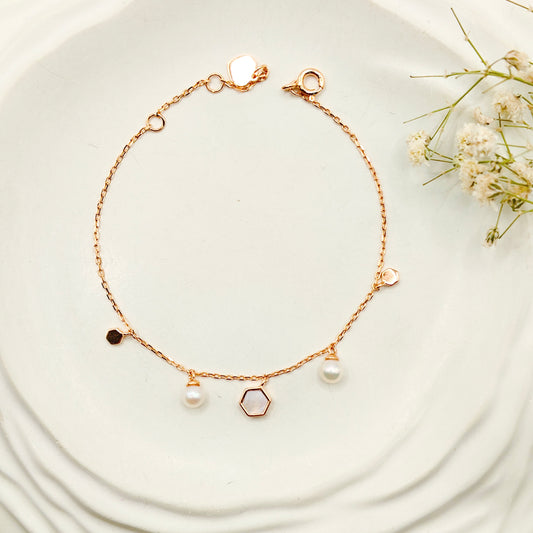Hexa Rosegold Plated Bracelet 925 Silver