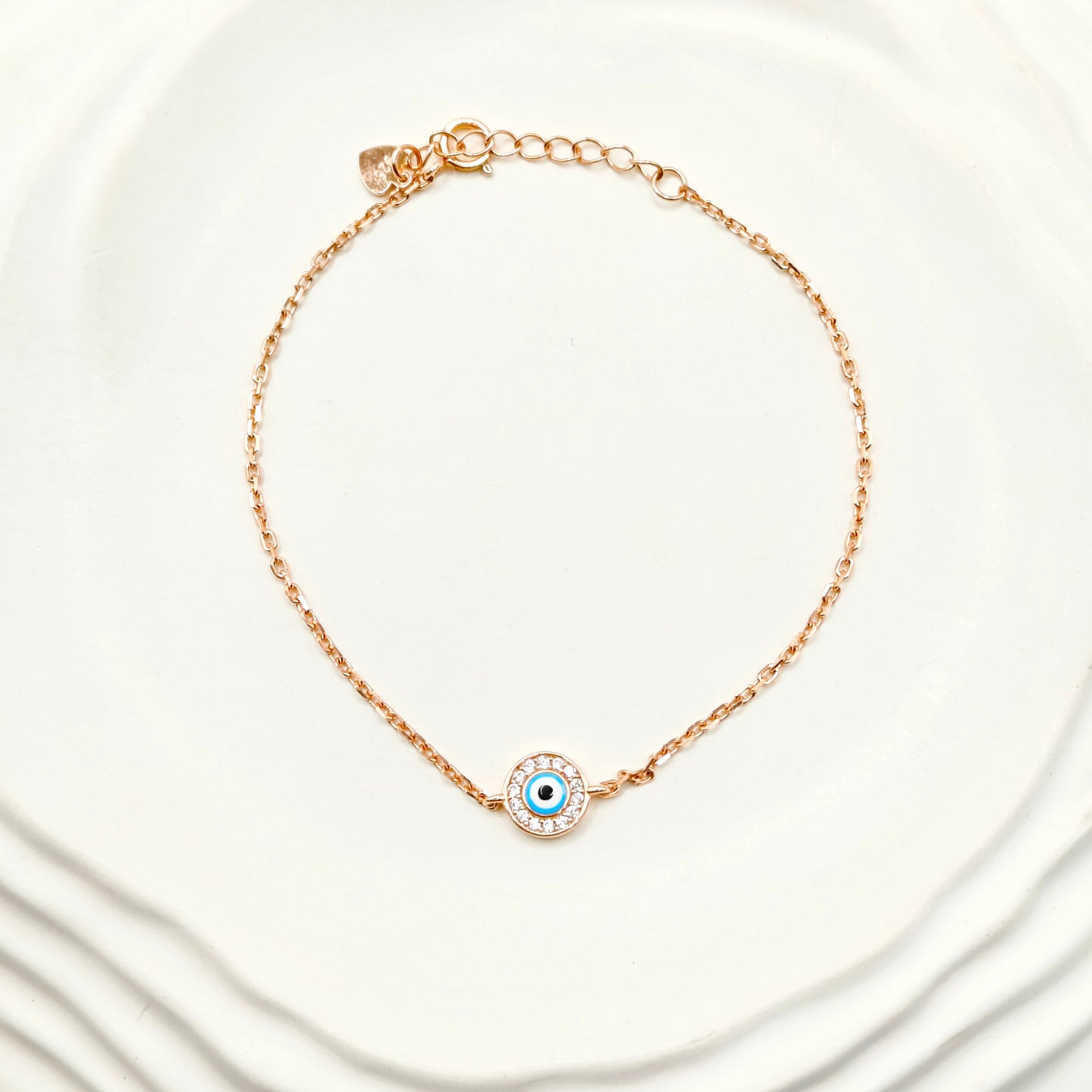 Evil Eye Bracelet Rosegold Plated 925 Silver