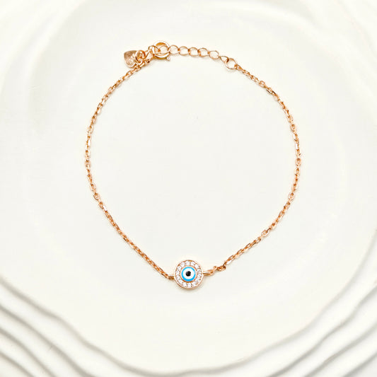 Evil Eye Bracelet Rosegold Plated 925 Silver
