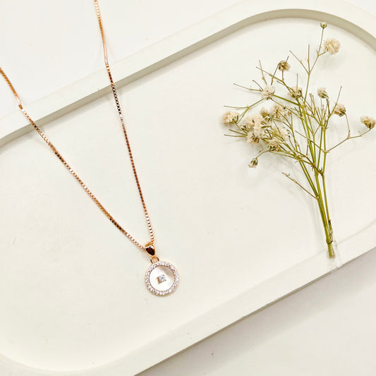 Stacy MOP Rosegold Plated Necklace 925 Silver