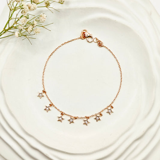 Star Charm Rosegold Plated Bracelet 925 Silver