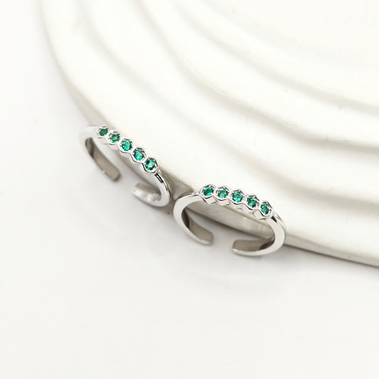 Green Hexa Toering 925 Silver