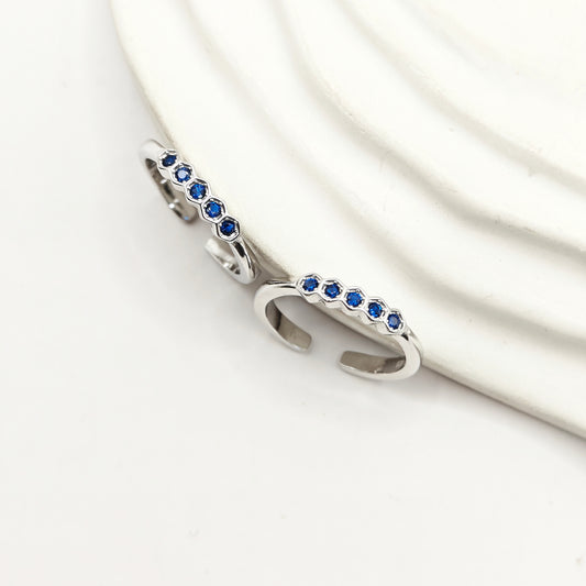Blue Hexa Toering 925 Silver