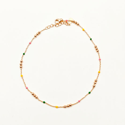 Beads Rosegold Plated Anklet 925 Silver