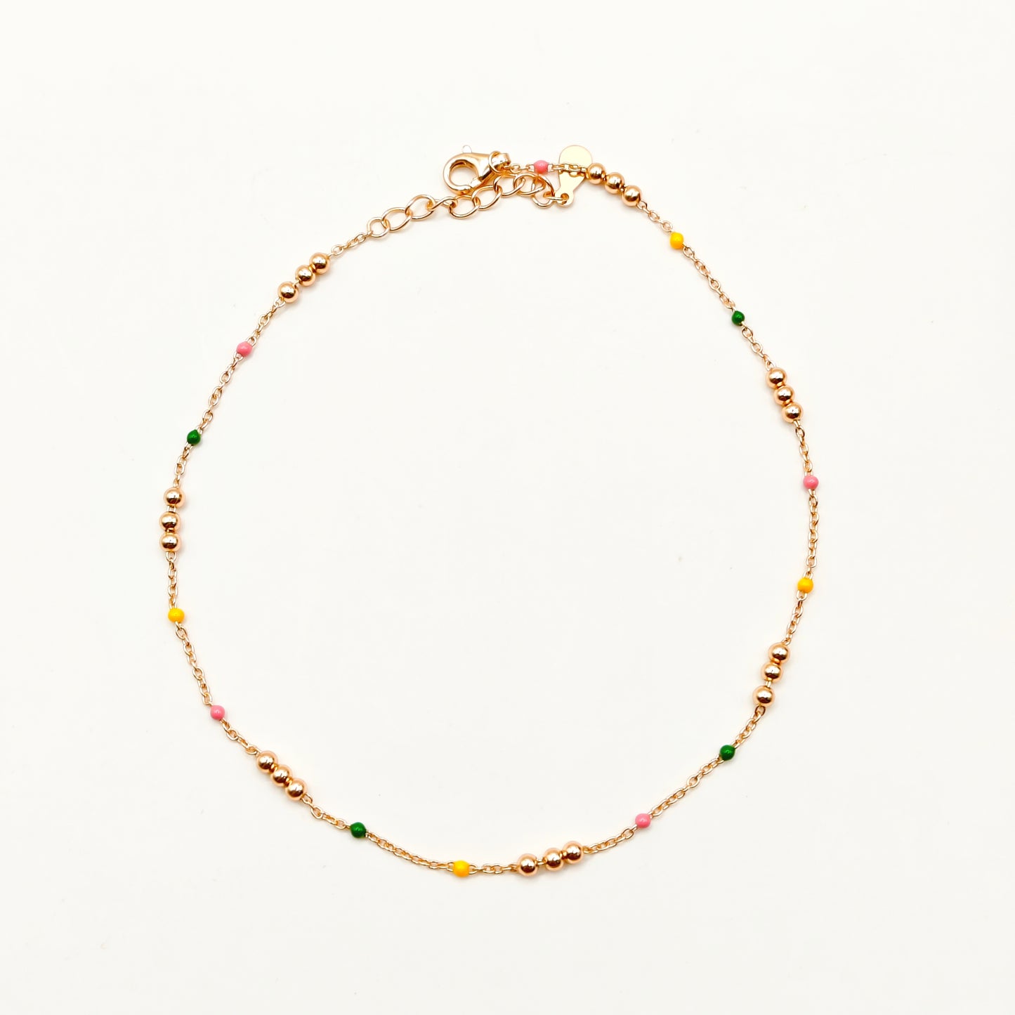 Beads Rosegold Plated Anklet 925 Silver
