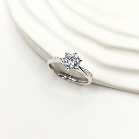 Solitiare Diamond Ring 925 Silver