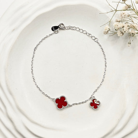 Red Clover Bracelet 925 Silver