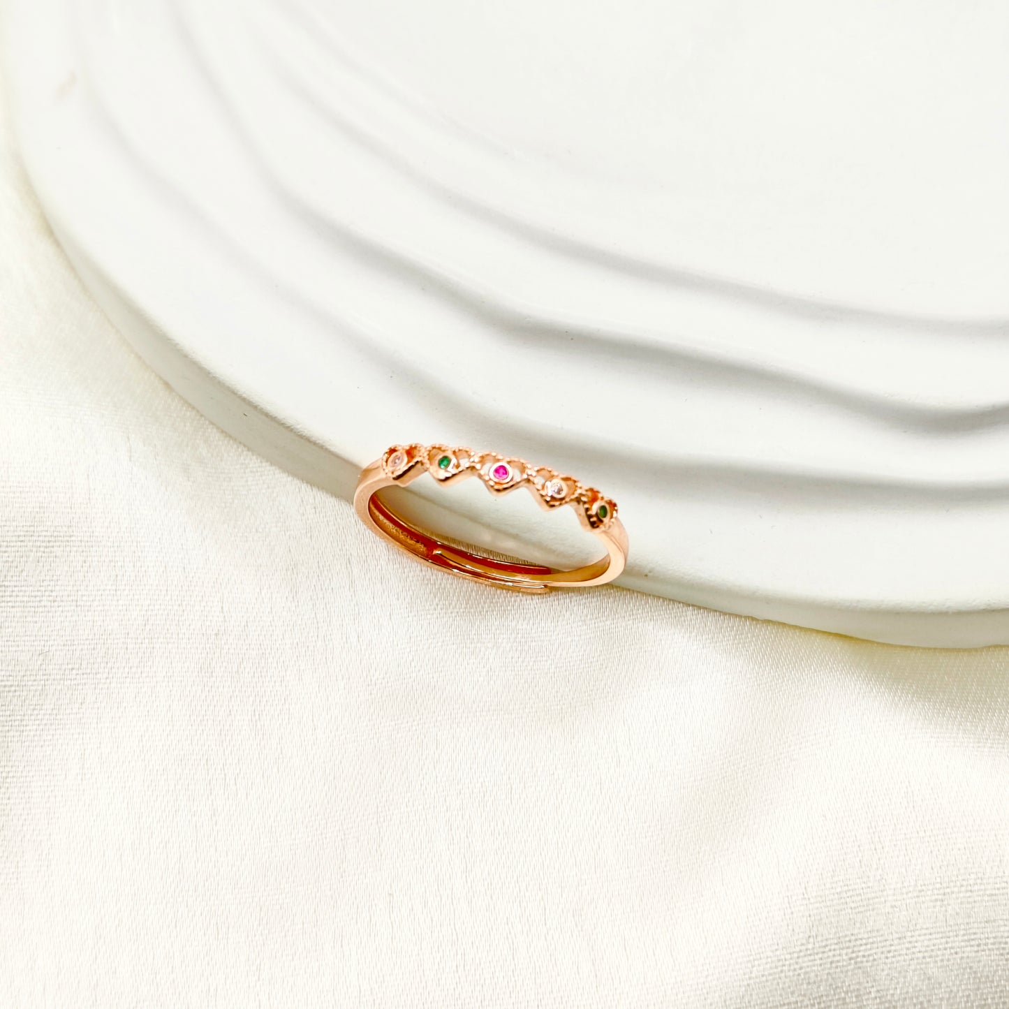 Heart Band Ring Rosegold Plated 925 Silver