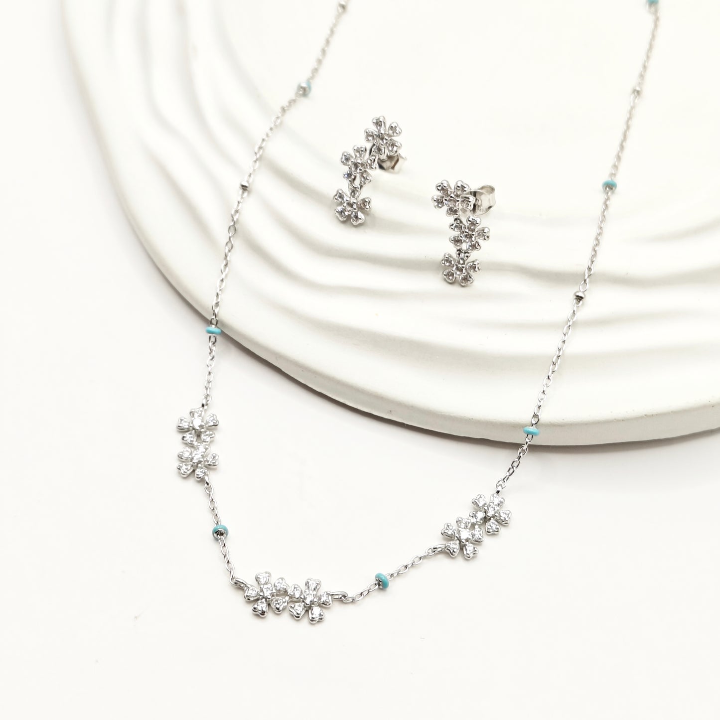 Flower Jewellery Set 925 Silver