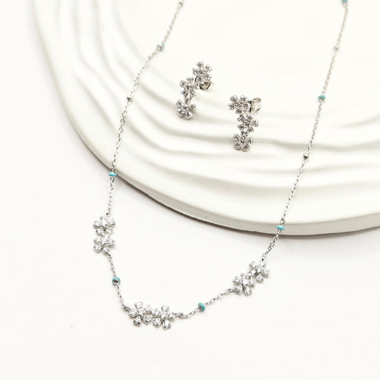 Flower Jewellery Set 925 Silver