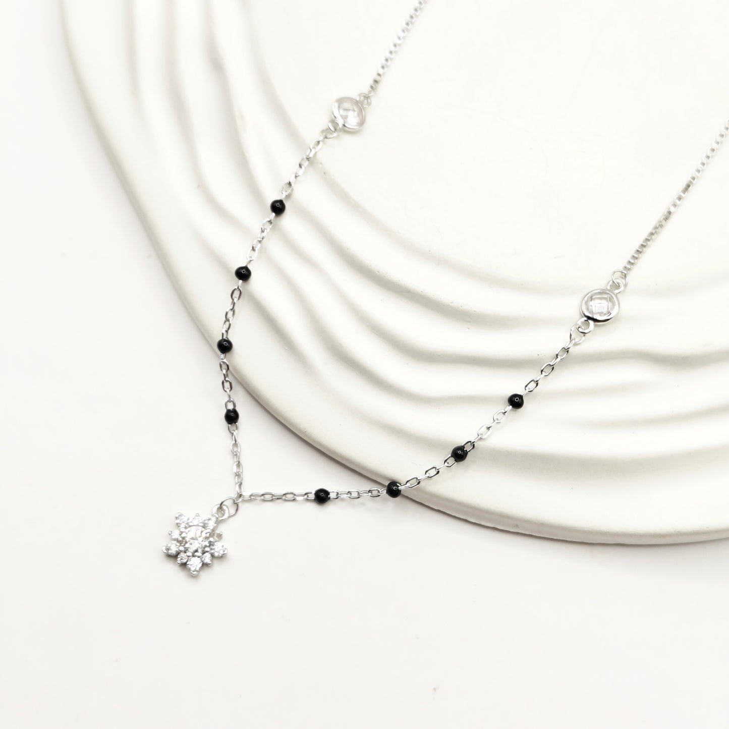 Flower Mangalsutra Jewellery Set 925 Silver