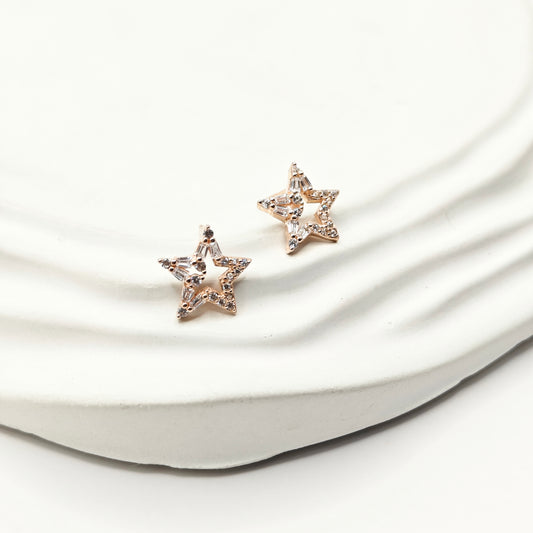 Mini Star Rosegold Plated Earrings 925 Silver