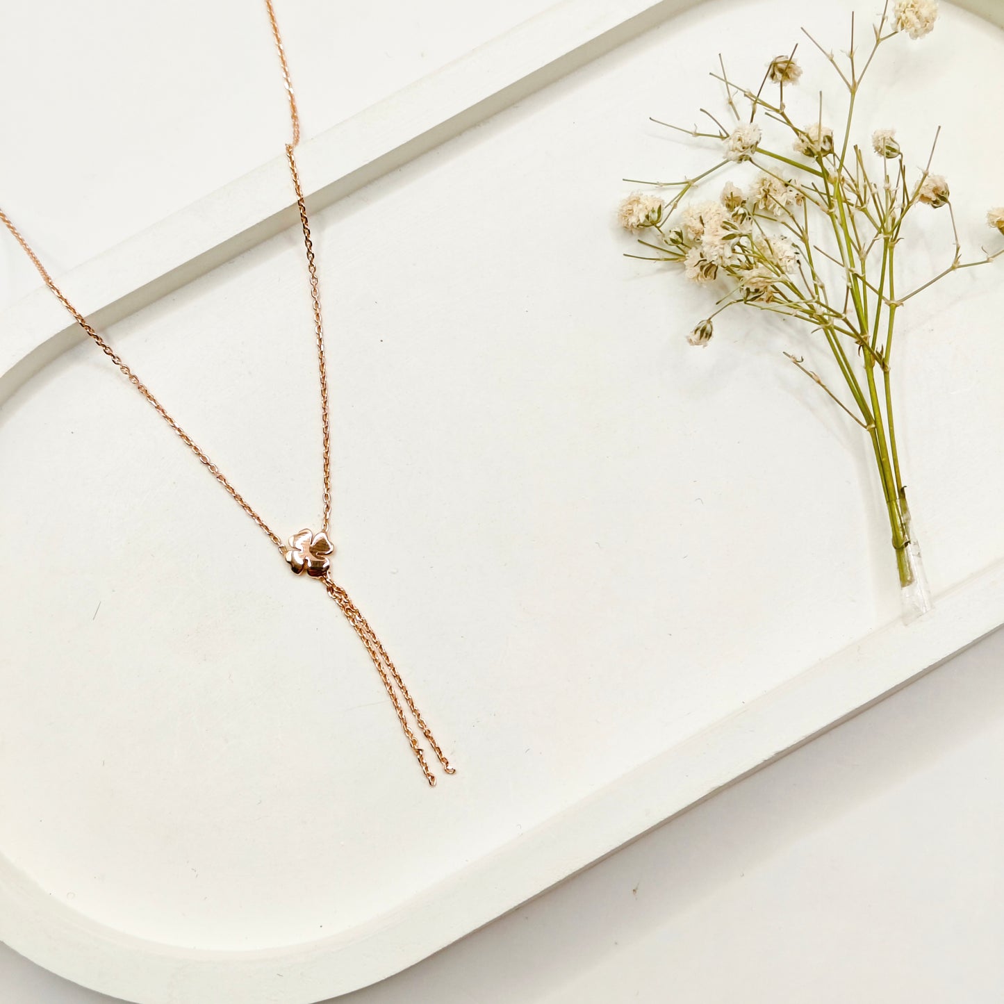 Clover Lariyant Rosegold Plated Necklace 925 Silver