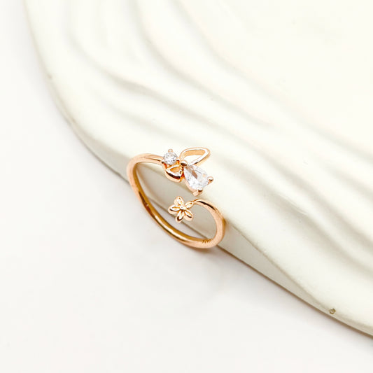 Butterfly Ring Rosegold Plated 925 Silver