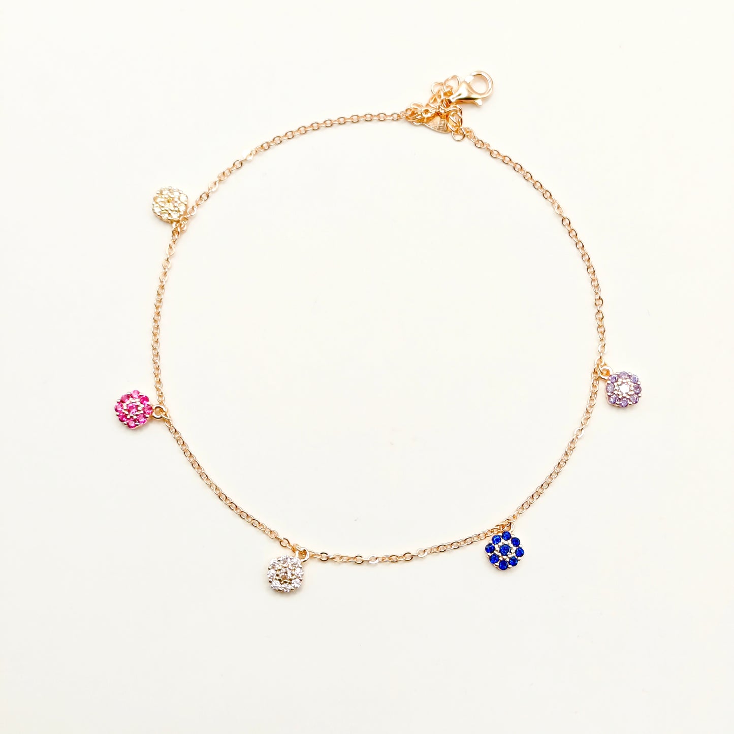 Flower Charm Rosegold Plated Anklet 925 Silver