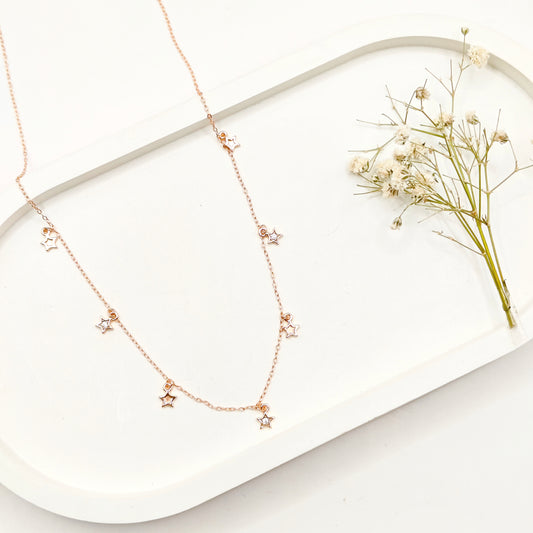 Star Charm Rosegold Plated Necklace 925 Silver