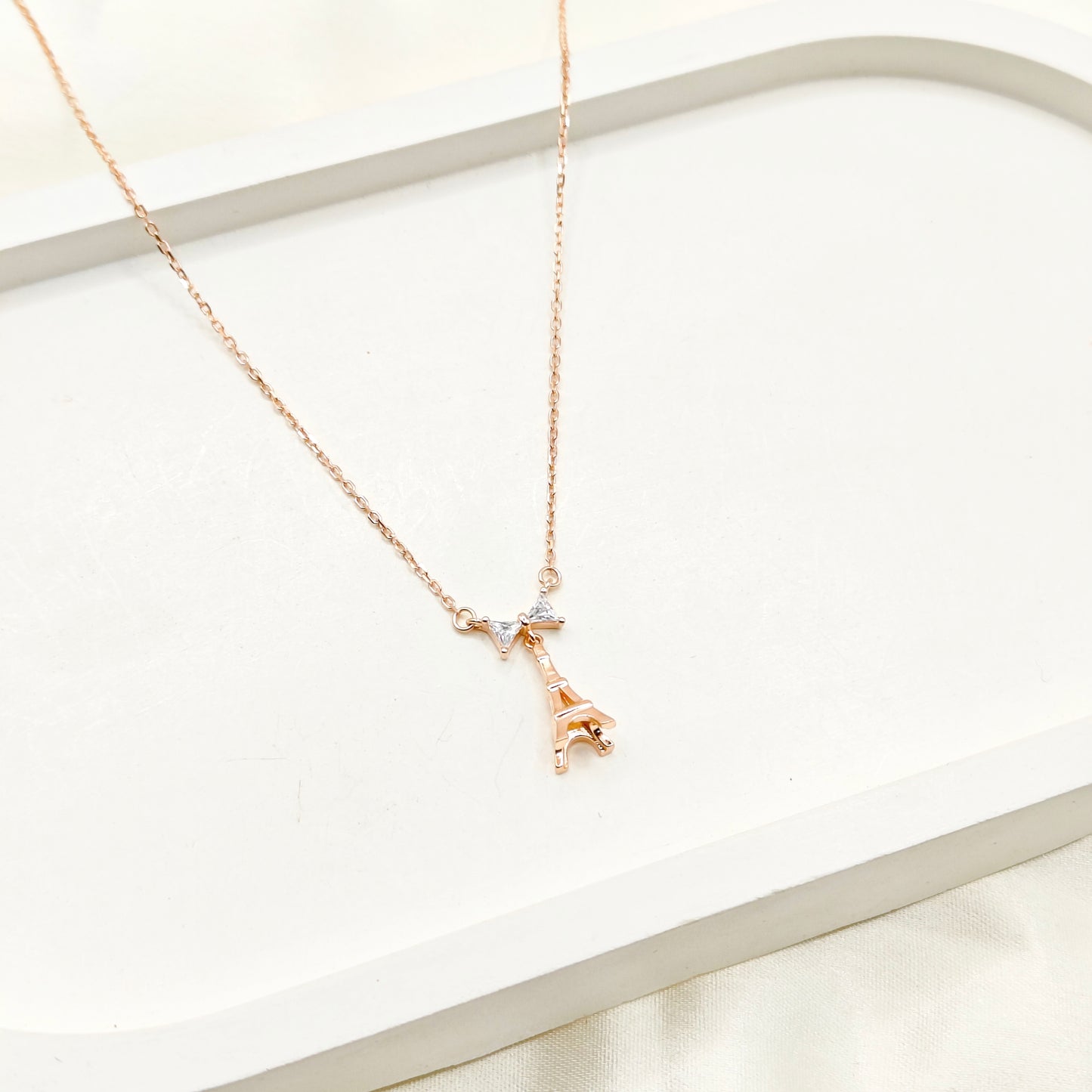 Eiffel Rosegold Plated Necklace 925 Silver