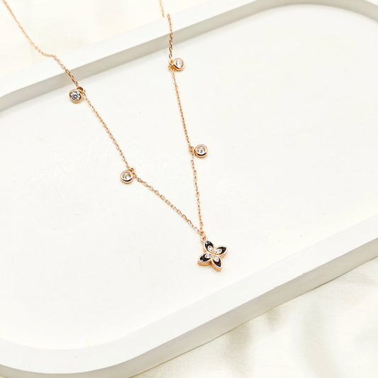 Amelia Charm Rosegold Plated Necklace 925 Silver