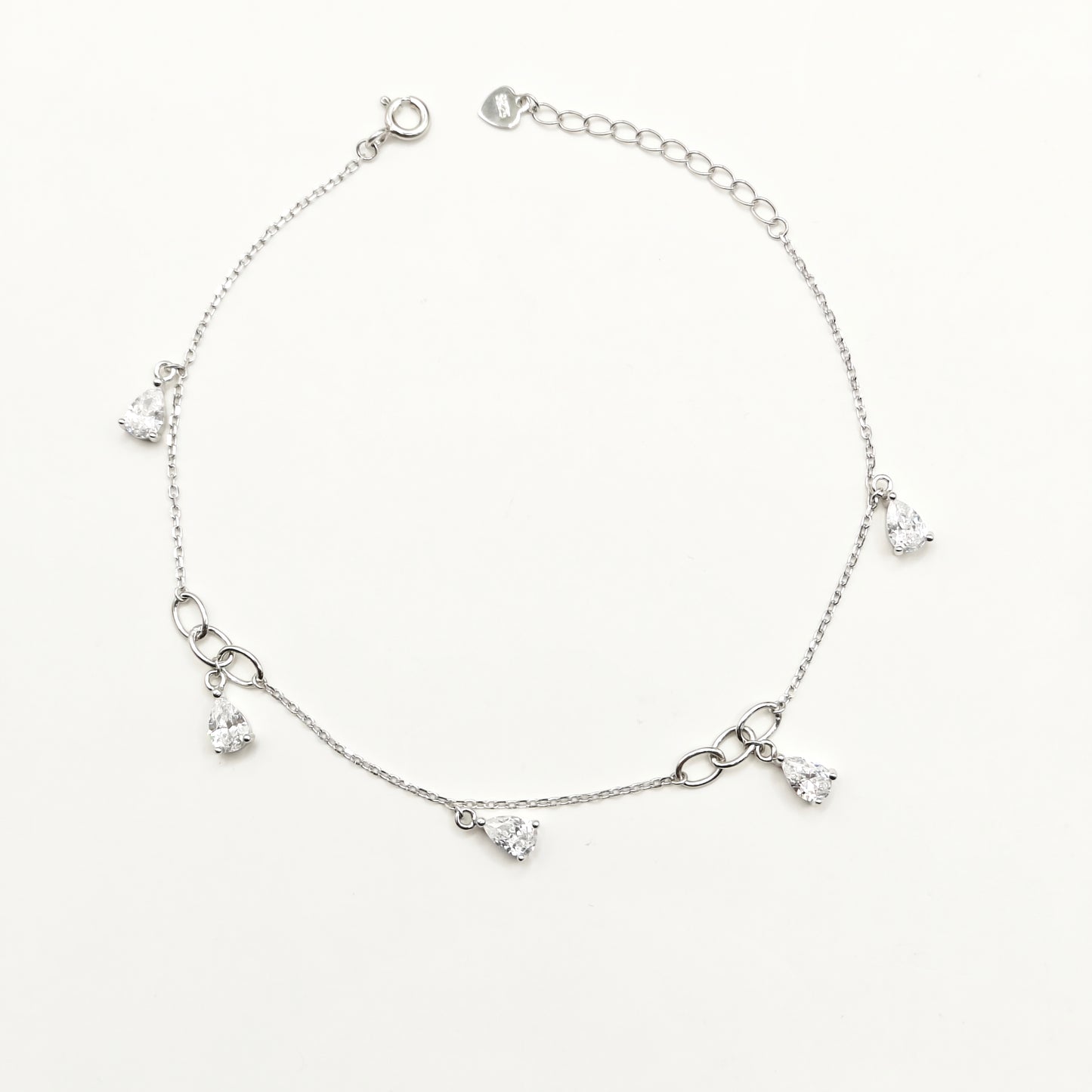 Drop Charm Anklet 925 Silver (small size)