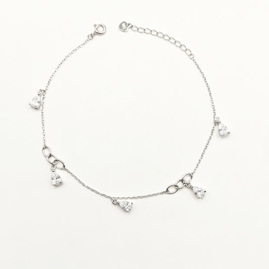 Drop Charm Anklet 925 Silver (small size)