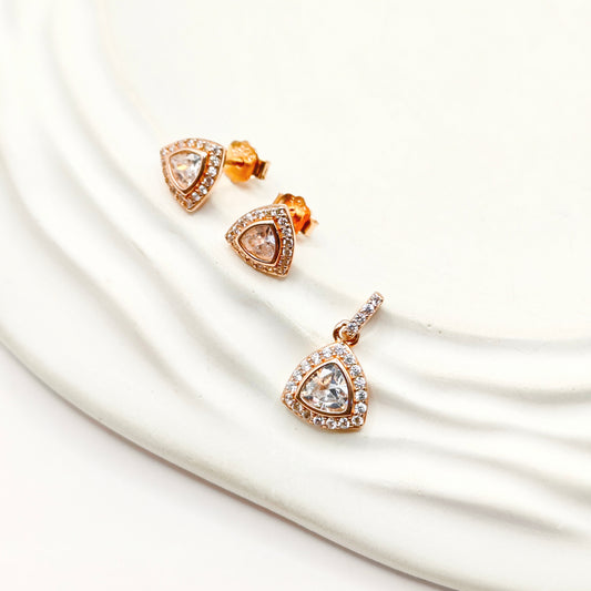 Trio Rosegold Plated Jewellery Set 925 Silver