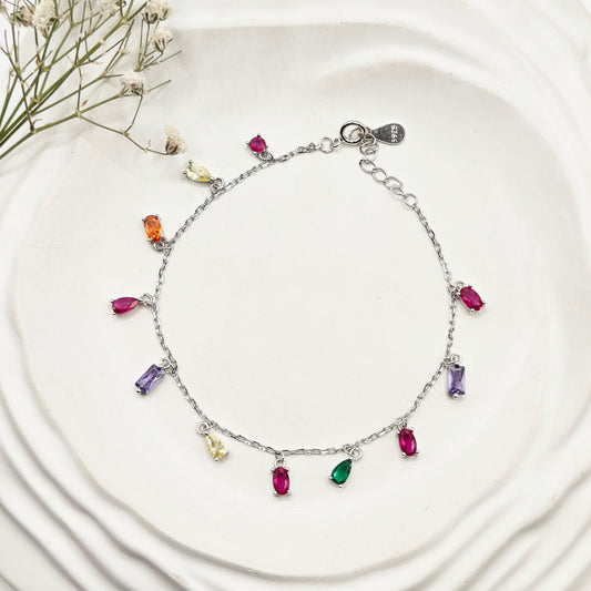 Multi-Color Charm Bracelet 925 Silver