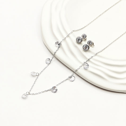 Crystal Charm Jewellery Set 925 Silver