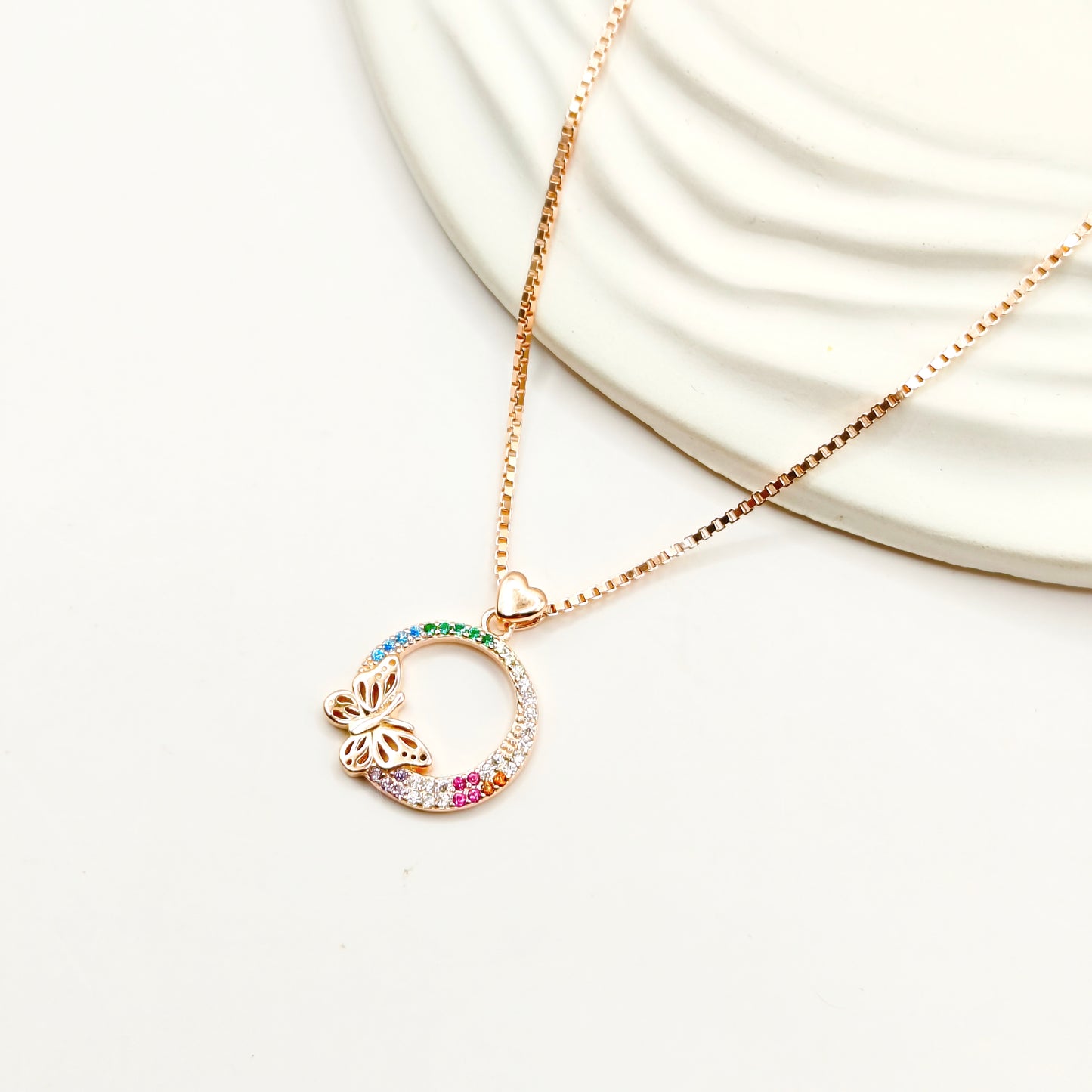 Butterfly Rosegold Plated Jewellery Set 925 Silver