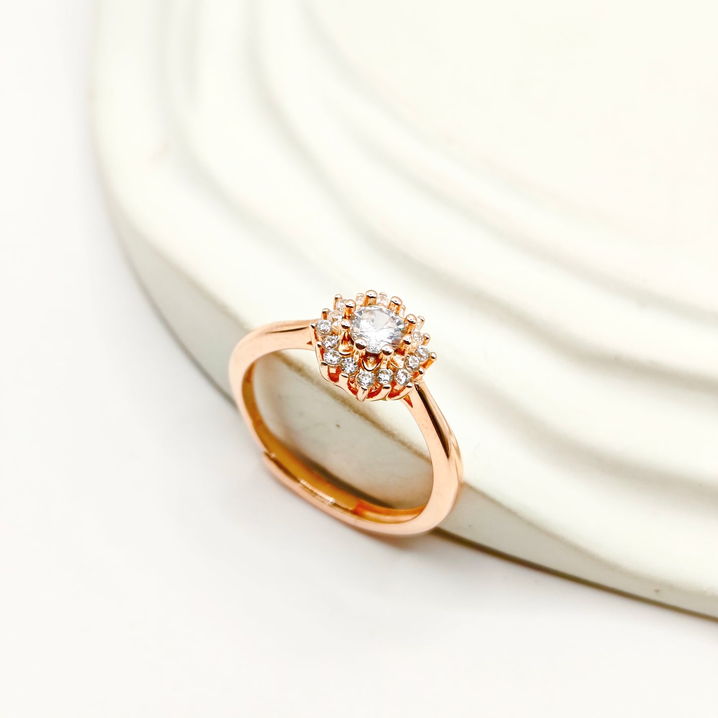 Flower Rosegold Plated Ring 925 Silver