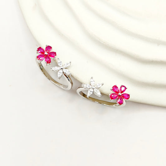 Flower Duo Toering 925 Silver
