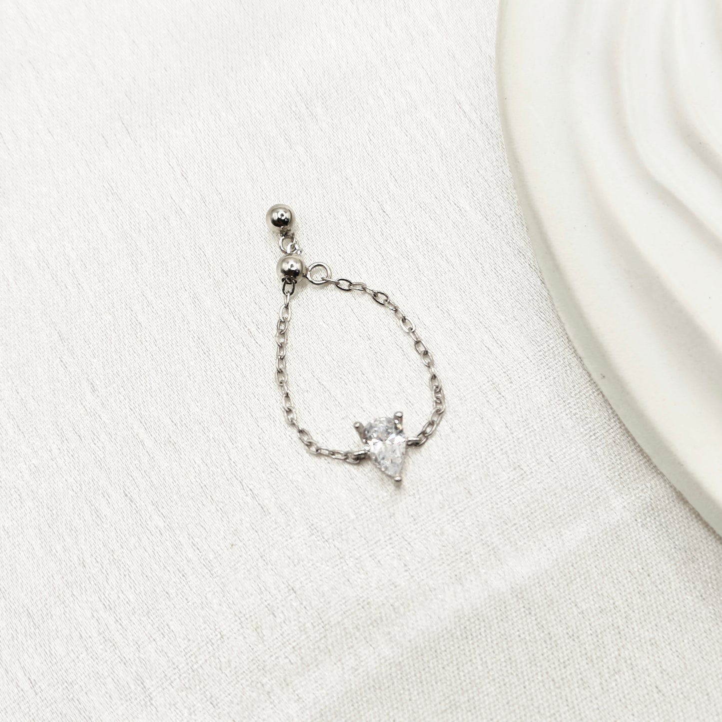 Droplet Chain Ring 925 Silver