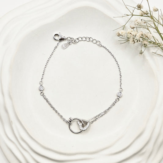 Heart on Ring Bracelet 925 Silver