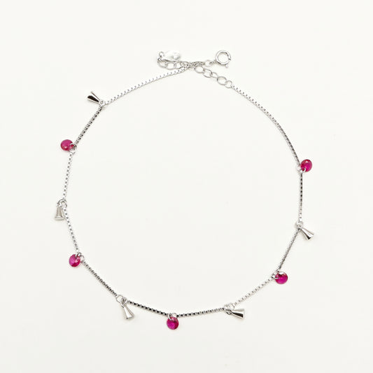 Ruby Charm Anklet 925 Silver