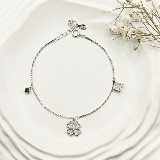 Clover Charm Bracelet 925 Silver