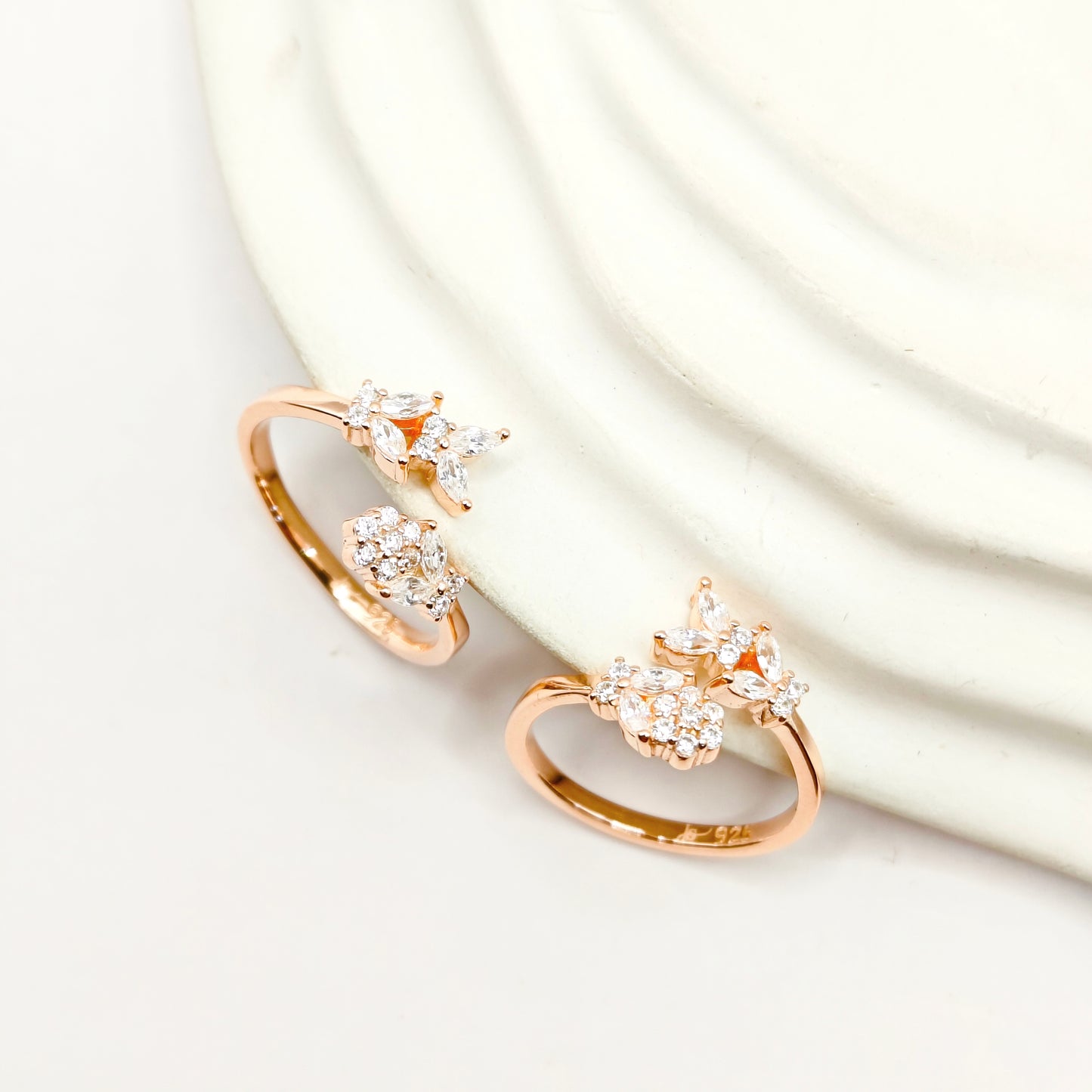 Butterfly Rosegold Plated Toering 925 Silver