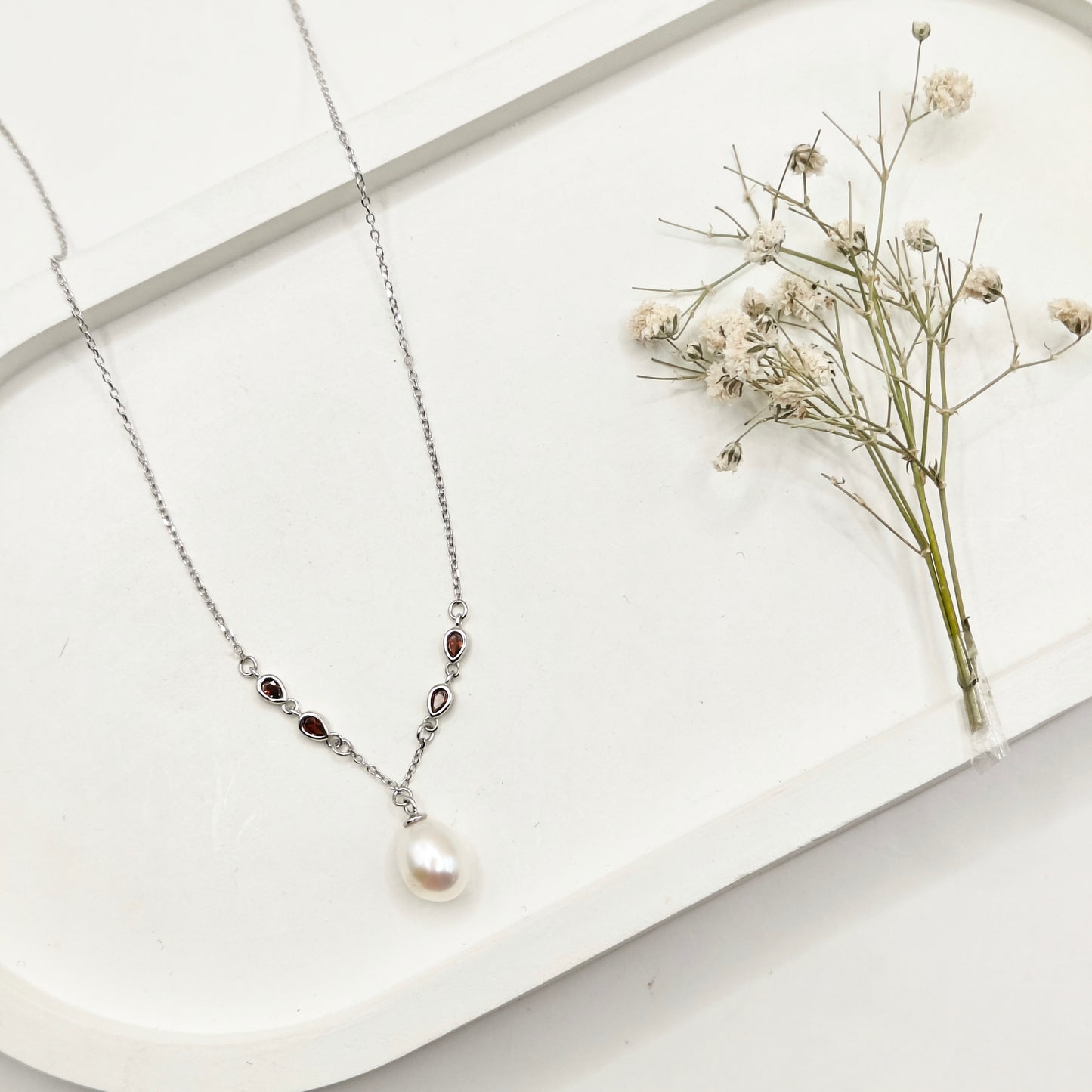 Pearl Drop Necklace 925 Silver