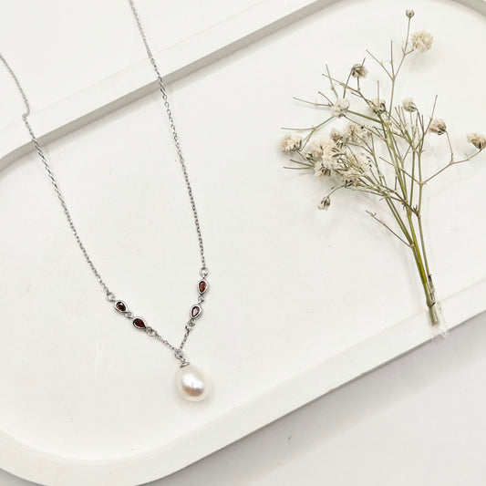 Pearl Drop Necklace 925 Silver