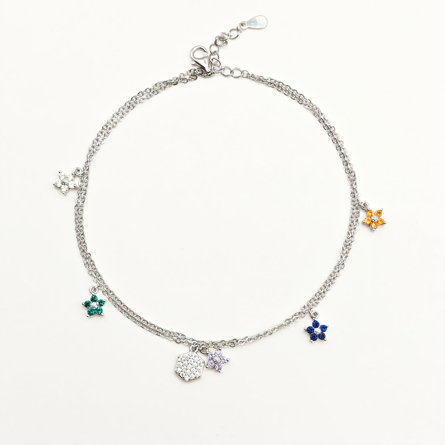 Clara Charm Layered Anklet 925 Silver
