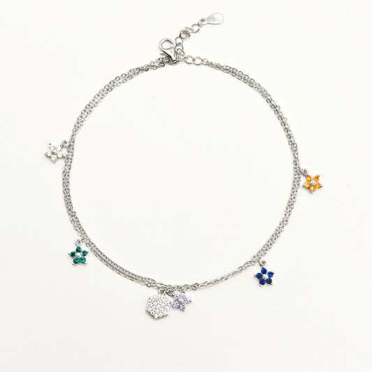 Clara Charm Layered Anklet 925 Silver