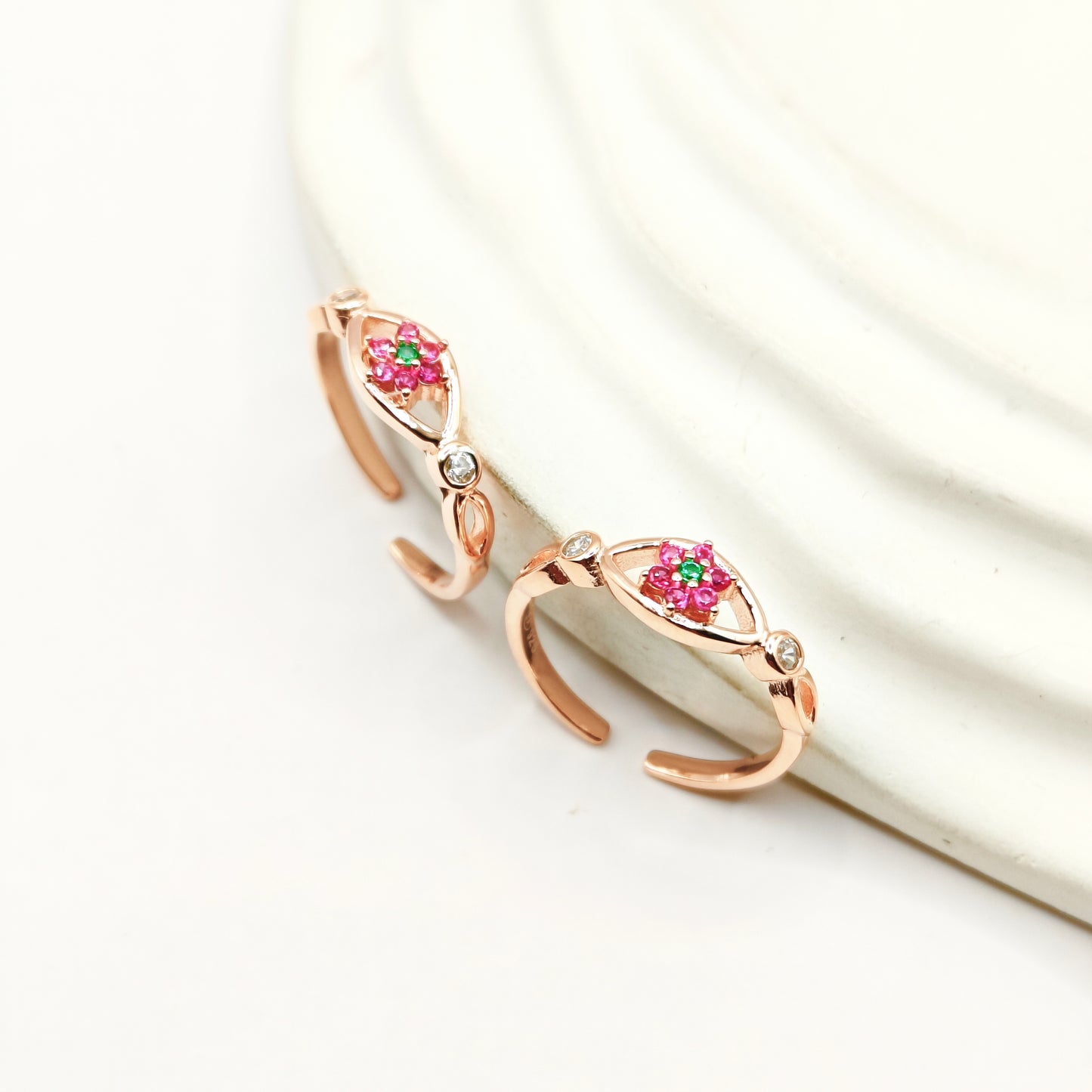 Dainty Flower Rosegold Plated Toering 925 Silver