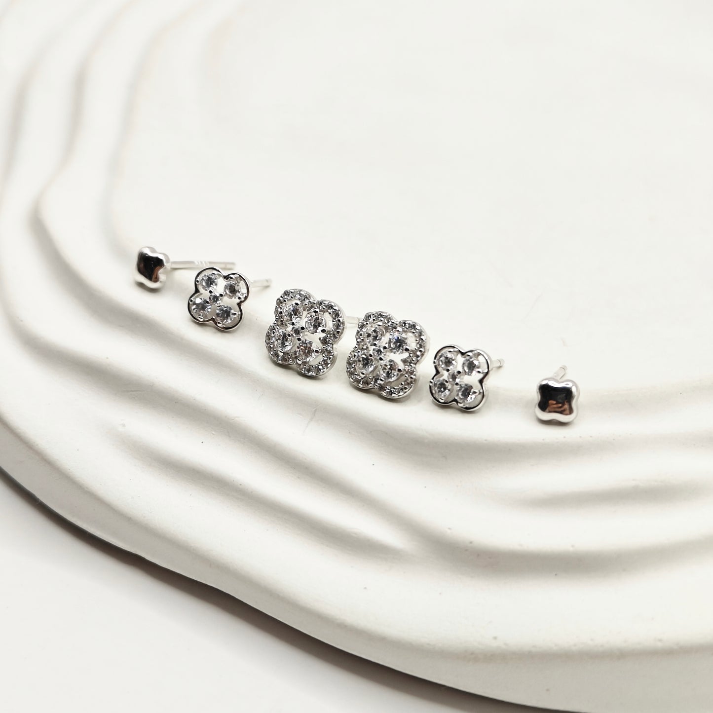 Clover Set of 3 Earrings 925 Silver