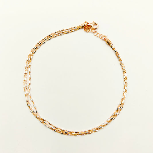 Stella Layered Anklet Rosegold Plated 925 Silver