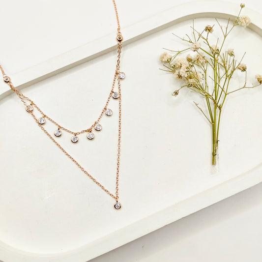 Gia Layered Rosegold Plated Necklace 925 Silver